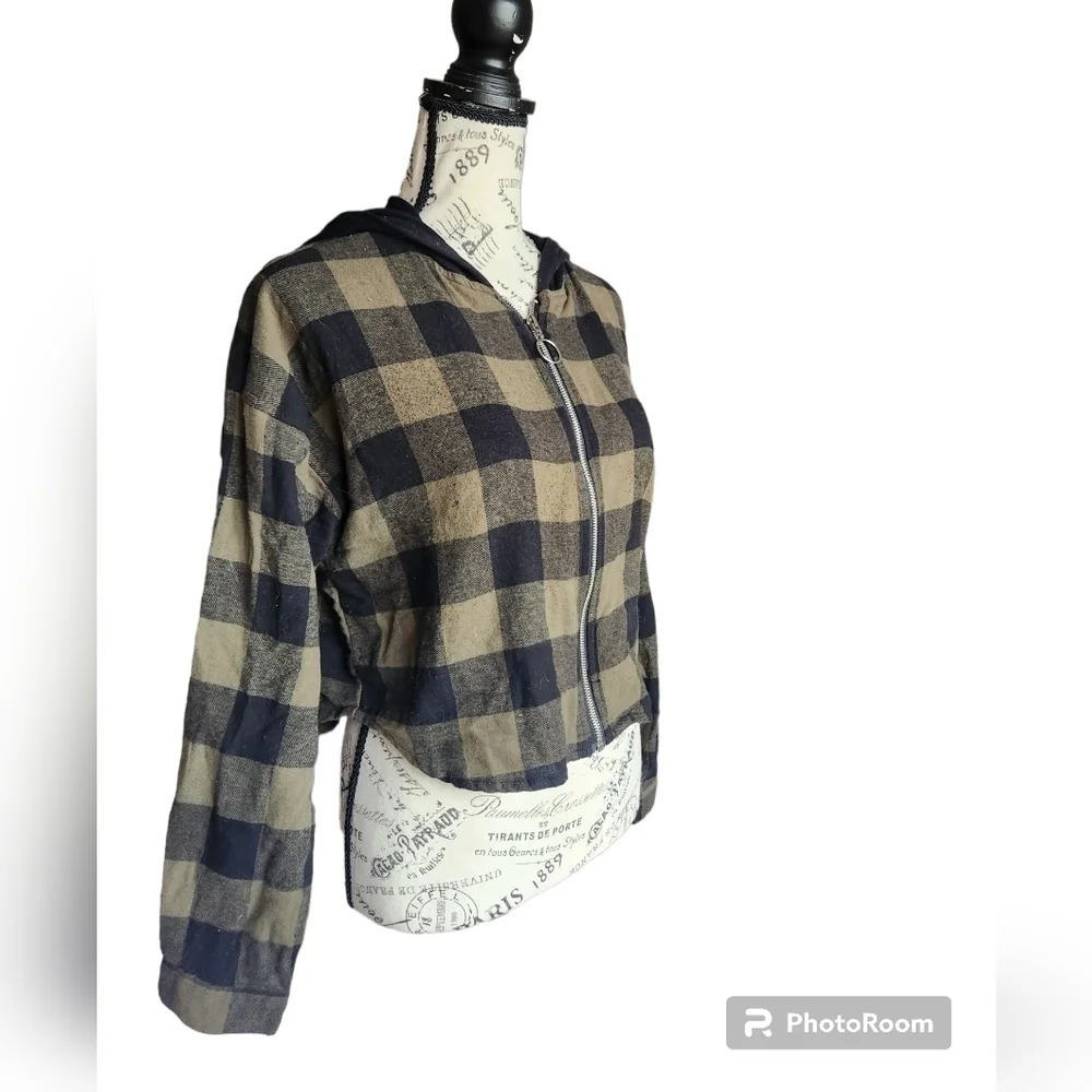 Flanel zip up hoodie - Picture 2 of 6